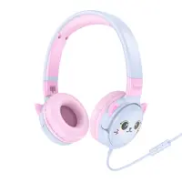 Kids Headphones Hoco W61 with Microphone 3.5mm Sky Blue 1.2m