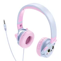 Kids Headphones Hoco W61 with Microphone 3.5mm Sky Blue 1.2m