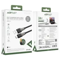 Data Cable Acefast C10-04 USB to USB-C 3.0A for Fast Charging and Data Transfer Black1,2m