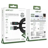 Data Cable Acefast C7-04  USB-A  to USB-C 60W 20V/3A  with Charging Display Black 1.2m