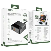 Acefast  Z6 Desk Charger / Power Station Z6  with 4 Charging Outputs 2xUSB-C and 2xUSB-A  65W Black