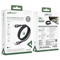 Data Cable Acefast C11-04 USB-A  to USB-C 3A Magnetic Braid Black 1.2m