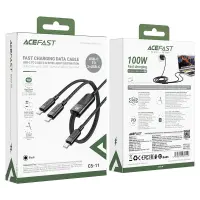 Data Cable Acefast C5-11  USB-C to 2xUSB-C 100W 20V/5A Black 1.2m