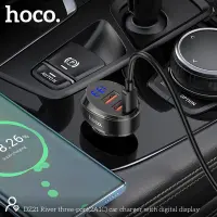 Car Charger Hoco DZ21 River Fast Charge with 2xUSB-A 1xUSB-C 83W with Digital Display Black