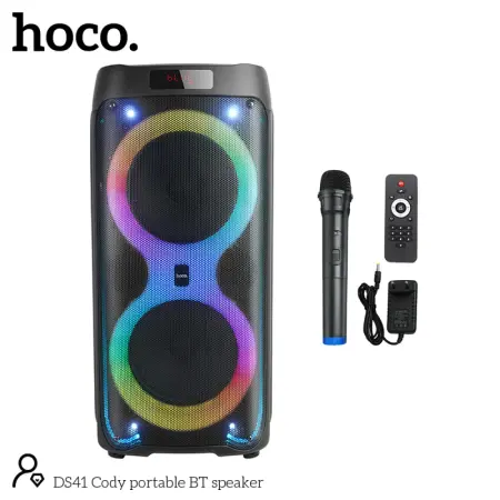 Portable Speaker Hoco DS41 Cody BT V5.0 40W 4400mah Bluetooth, USB, FM, AUX, with LED light and 1xWireless Microphone