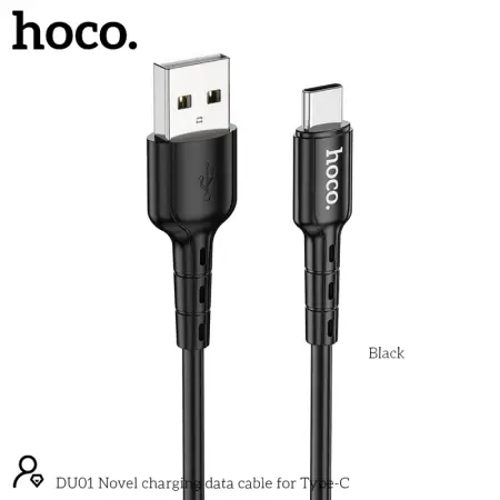 Data Cable Hoco DU01 Novel USB to USB-C 3.0A  Charging and Data Transfer Black 1m