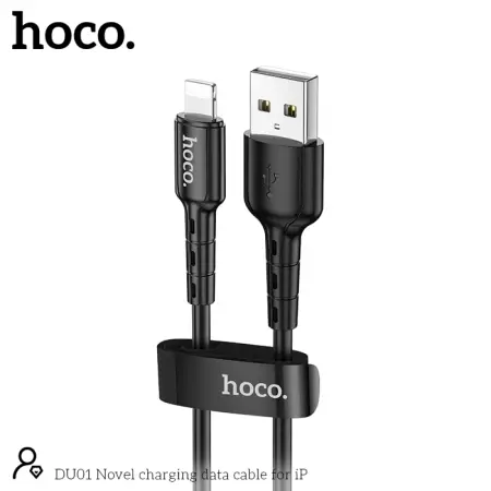 Data Cable Hoco DU01 Novel USB to Lightning 2.4A  Charging and Data Transfer Black 1m