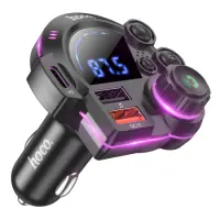 Bluetooth FM Transmitter Hoco DFM01 Legend 38W 1xUSB-C +  2xUSB-A +BT +SD Card with LED Display Black