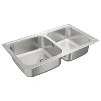 Stainless Steel Sink TEKA Double Bowl for Built-in Installation 86x50cm CLASSIC 2B 86 TOTAL