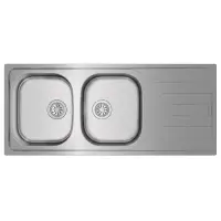 Stainless Steel Sink TEKA Double Bowl with Draining Board for Built-in Installation 116x50cm UNIVERSE 80  TOTAL