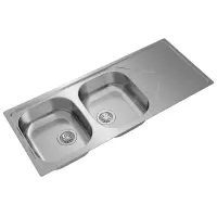 Stainless Steel Sink TEKA Double Bowl with Draining Board for Built-in Installation 116x50cm UNIVERSE 80  TOTAL