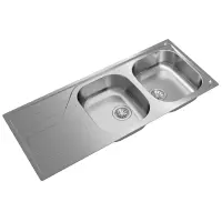 Stainless Steel Sink TEKA Double Bowl with Draining Board for Built-in Installation 116x50cm UNIVERSE 80  TOTAL