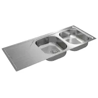 Stainless Steel Sink TEKA Double Bowl with Draining Board for Built-in Installation 116x50cm UNIVERSE 80  TOTAL