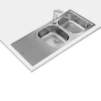 Stainless Steel Sink TEKA Double Bowl with Draining Board for Built-in Installation 116x50cm UNIVERSE 80  TOTAL