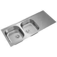 Stainless Steel Sink TEKA Double Bowl with Draining Board for Built-in Installation 116x50cm UNIVERSE 80  TOTAL Matte