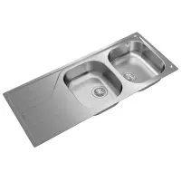 Stainless Steel Sink TEKA Double Bowl with Draining Board for Built-in Installation 116x50cm UNIVERSE 80  TOTAL Matte