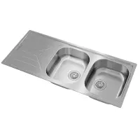 Stainless Steel Sink TEKA Double Bowl with Draining Board for Built-in Installation 116x50cm UNIVERSE 80  TOTAL Matte