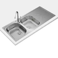 Stainless Steel Sink TEKA Double Bowl with Draining Board for Built-in Installation 116x50cm UNIVERSE 80  TOTAL Matte