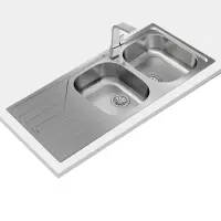 Stainless Steel Sink TEKA Double Bowl with Draining Board for Built-in Installation 116x50cm UNIVERSE 80  TOTAL Matte