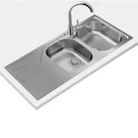 Stainless Steel Sink TEKA Double Bowl with Draining Board for Built-in Installation 116x50cm UNIVERSE 80  TOTAL Matte