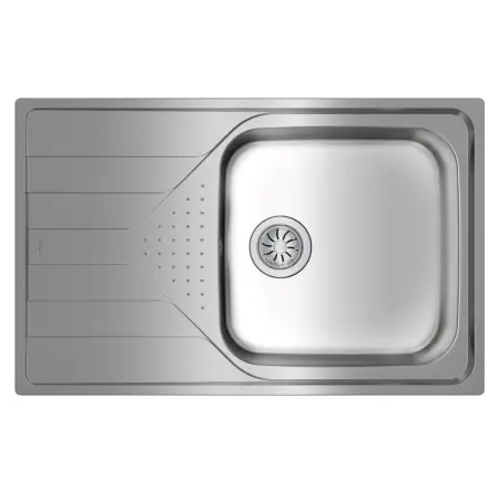 Stainless Steel Sink TEKA Single Bowl with Draining Board for Built-in Installation 79x50cm UNIVERSE 50 TOTAL