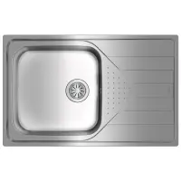 Stainless Steel Sink TEKA Single Bowl with Draining Board for Built-in Installation 79x50cm UNIVERSE 50 TOTAL