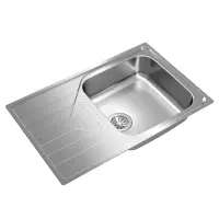 Stainless Steel Sink TEKA Single Bowl with Draining Board for Built-in Installation 79x50cm UNIVERSE 50 TOTAL