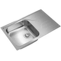 Stainless Steel Sink TEKA Single Bowl with Draining Board for Built-in Installation 79x50cm UNIVERSE 50 TOTAL