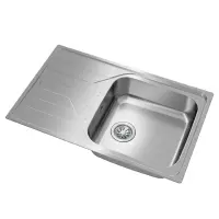 Stainless Steel Sink TEKA Single Bowl with Draining Board for Built-in Installation 79x50cm UNIVERSE 50 TOTAL