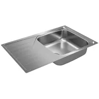 Stainless Steel Sink TEKA Single Bowl with Draining Board for Built-in Installation 79x50cm UNIVERSE 50 TOTAL