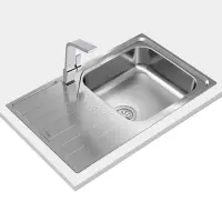 Stainless Steel Sink TEKA Single Bowl with Draining Board for Built-in Installation 79x50cm UNIVERSE 50 TOTAL