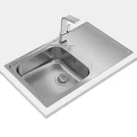 Stainless Steel Sink TEKA Single Bowl with Draining Board for Built-in Installation 79x50cm UNIVERSE 50 TOTAL