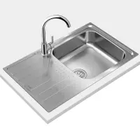 Stainless Steel Sink TEKA Single Bowl with Draining Board for Built-in Installation 79x50cm UNIVERSE 50 TOTAL