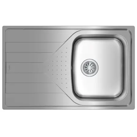 Stainless Steel Sink TEKA Single Bowl with Draining Board for Built-in Installation 79x50cm UNIVERSE 45 TOTAL