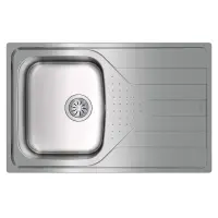 Stainless Steel Sink TEKA Single Bowl with Draining Board for Built-in Installation 79x50cm UNIVERSE 45 TOTAL