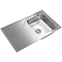 Stainless Steel Sink TEKA Single Bowl with Draining Board for Built-in Installation 79x50cm UNIVERSE 45 TOTAL