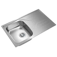 Stainless Steel Sink TEKA Single Bowl with Draining Board for Built-in Installation 79x50cm UNIVERSE 45 TOTAL