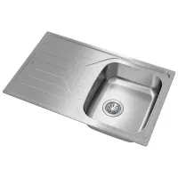 Stainless Steel Sink TEKA Single Bowl with Draining Board for Built-in Installation 79x50cm UNIVERSE 45 TOTAL