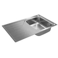 Stainless Steel Sink TEKA Single Bowl with Draining Board for Built-in Installation 79x50cm UNIVERSE 45 TOTAL