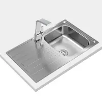 Stainless Steel Sink TEKA Single Bowl with Draining Board for Built-in Installation 79x50cm UNIVERSE 45 TOTAL