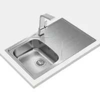 Stainless Steel Sink TEKA Single Bowl with Draining Board for Built-in Installation 79x50cm UNIVERSE 45 TOTAL