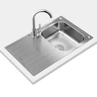 Stainless Steel Sink TEKA Single Bowl with Draining Board for Built-in Installation 79x50cm UNIVERSE 45 TOTAL