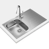 Stainless Steel Sink TEKA Single Bowl with Draining Board for Built-in Installation 79x50cm UNIVERSE 45 TOTAL