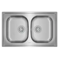 Stainless Steel Sink TEKA Double Bowl for Built-in Installation 79x50cm UNIVERSE 80 TOTAL Matt