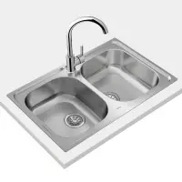 Stainless Steel Sink TEKA Double Bowl for Built-in Installation 79x50cm UNIVERSE 80 TOTAL Matt