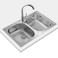 Stainless Steel Sink TEKA Double Bowl for Built-in Installation 79x50cm UNIVERSE 80 TOTAL