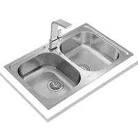 Stainless Steel Sink TEKA Double Bowl for Built-in Installation 79x50cm UNIVERSE 80 TOTAL