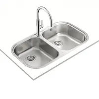 Stainless Steel Sink TEKA Double Bowl for Built-in Installation 82.8x48.5cm STYLO 2B TOTAL Matt