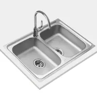 Stainless Steel Sink TEKA Double Bowl for Built-in Installation 79x50cm STARBRIGHT 80 EASY