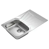 Stainless Steel Sink TEKA Single Bowl with Draining Board  for Built-in Installation 79x50cm STARBRIGHT 45 EASY